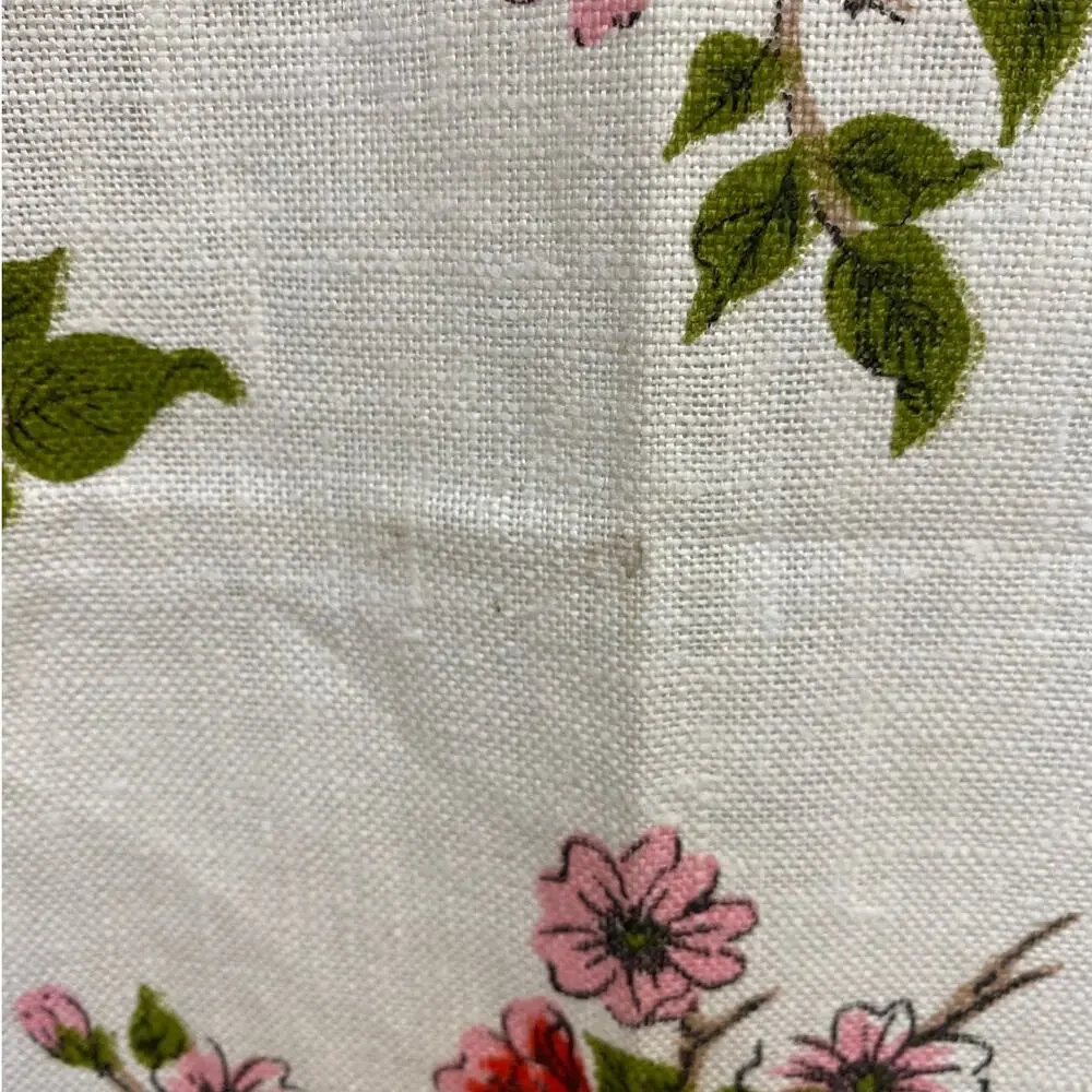 Vintage Parisian Birds & Cherry Blossom Linen Tea Towel